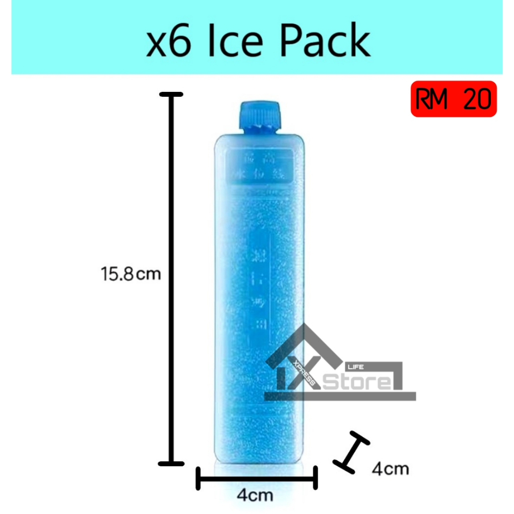 Ice Packs x6 Unit ( size 4 x 4 x 16cm ) reusable ice pack water
