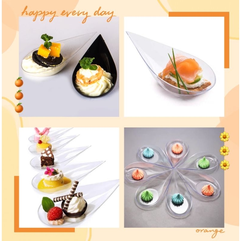 20Pcs Tear Drop Mini Appetizer Plates Part Serving Mini Tray Shopee