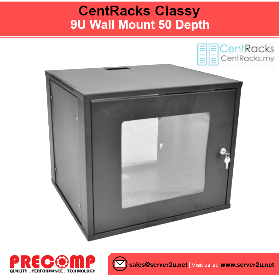 CentRacks Classy 9U (46cm x 54cm x 50cm) Wall Mount Server Rack ...