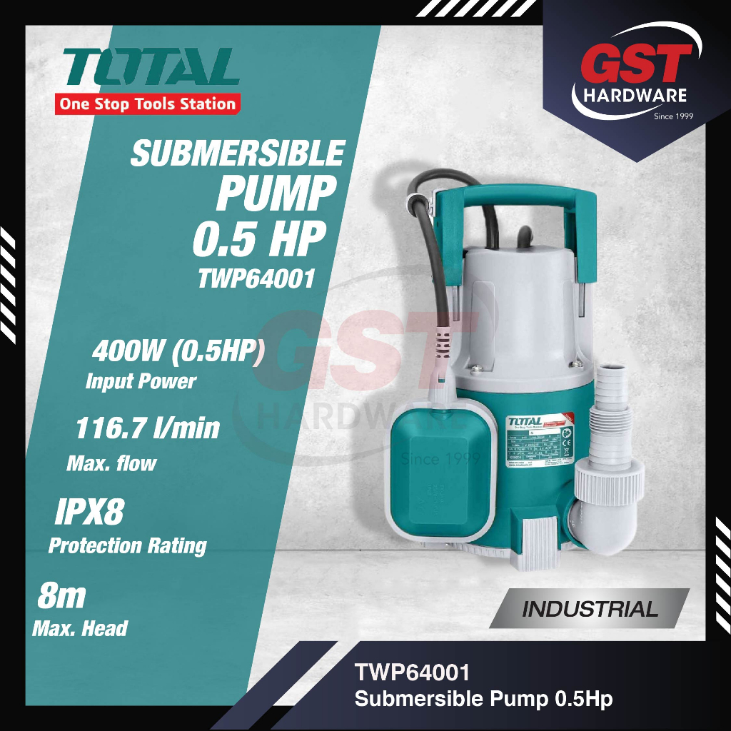 Total Submersible Pump 0.5Hp Pam Air Kolam Ikan Pam Kolam Ikan TWP64001 ...