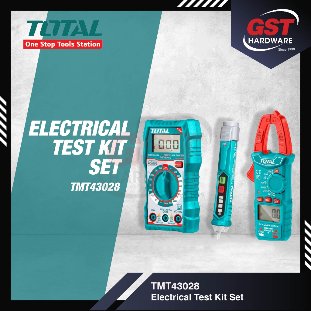 Total Electrical Test Kit Combo Set TMT43028 + Digital AC Clamp Meter