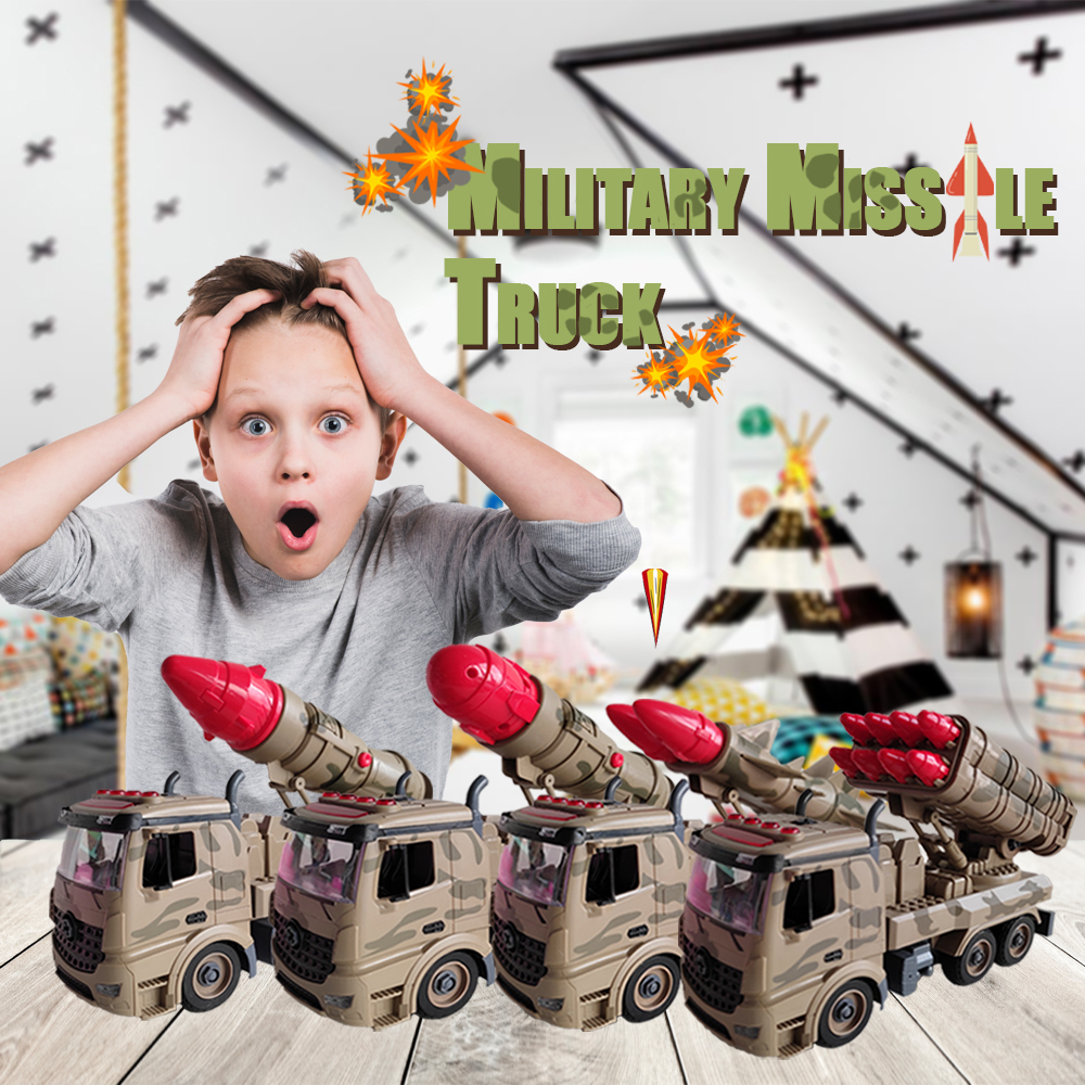 Kids Military Army Missile Shooting Rocket Truck Car Vehicle Car / Building  Parking Lot Toys Mainan Kanak