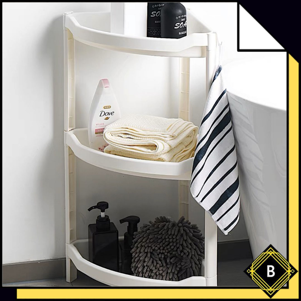 BATHROOM CORNER SHELF 3 TIER TRIANGLE SHELF UNIT PARA PENJURU RAK SEGI