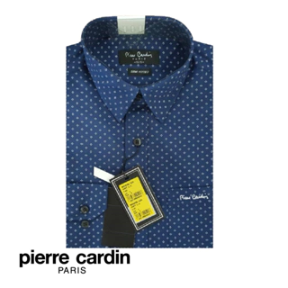 PIERRE CARDIN MEN LONG SLEEVE PRINTED SHIRT WITH POCKET (SEMI FITTED) - DARK BLUE (W3260B-11311)