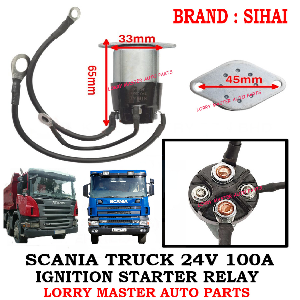 STARTER RELAY 24V 100A SCANIA TRUCK 114 124 113 LORRY TRUCK AKSESORI ...