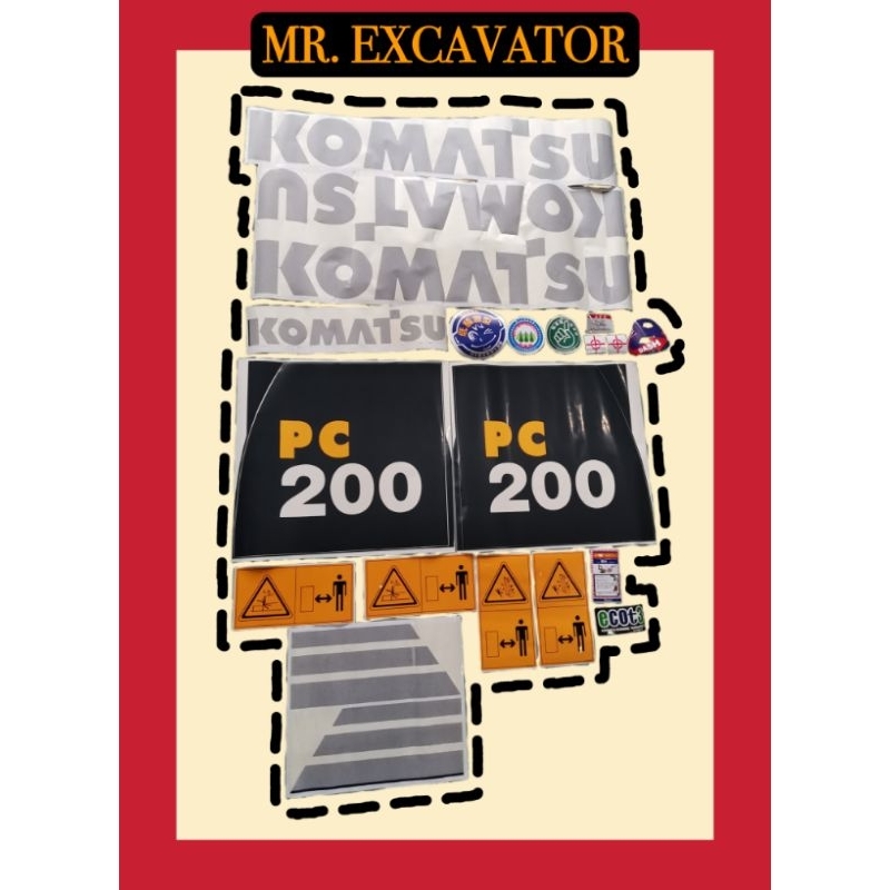 Komatsu PC PC200 PC200-8 Excavator Sticker Mesin Stiker 挖掘机神手贴纸 (1 Set ...