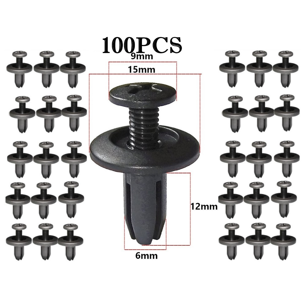 100PCS Car Clip Bumper Fastener Clip 6mm Myvi Aruz Bezza Alza Axia Viva