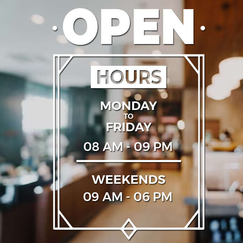 Sticker Signage Open Hour Custom Made for Glass / Window Decal / Shop ...