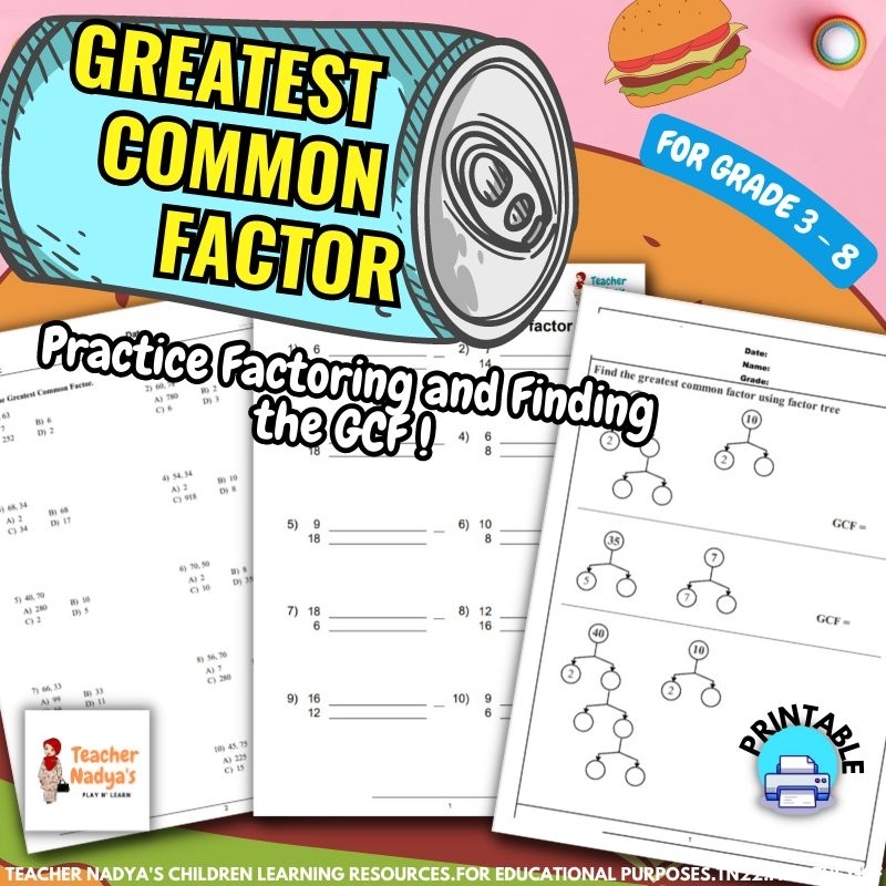[ Printable / PDF ] Find The Greatest Common Factor GCF Mathematics