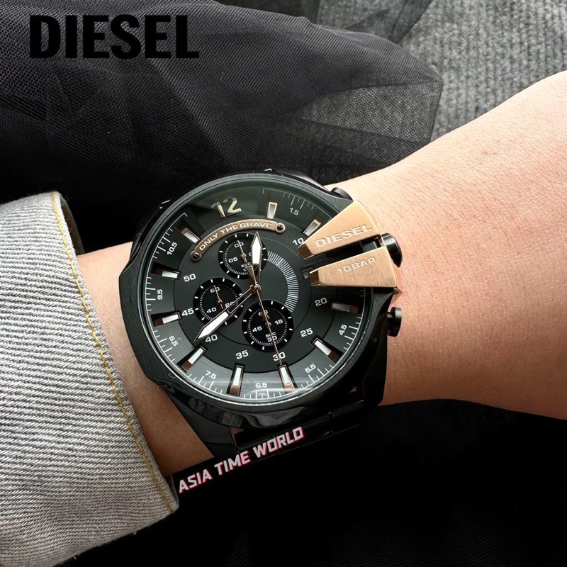 Original] Diesel Steel Official Water Black with Stainless | DZ4309 Resistant 100m Shopee Chronograph | Watch Warranty Men\'s Malaysia