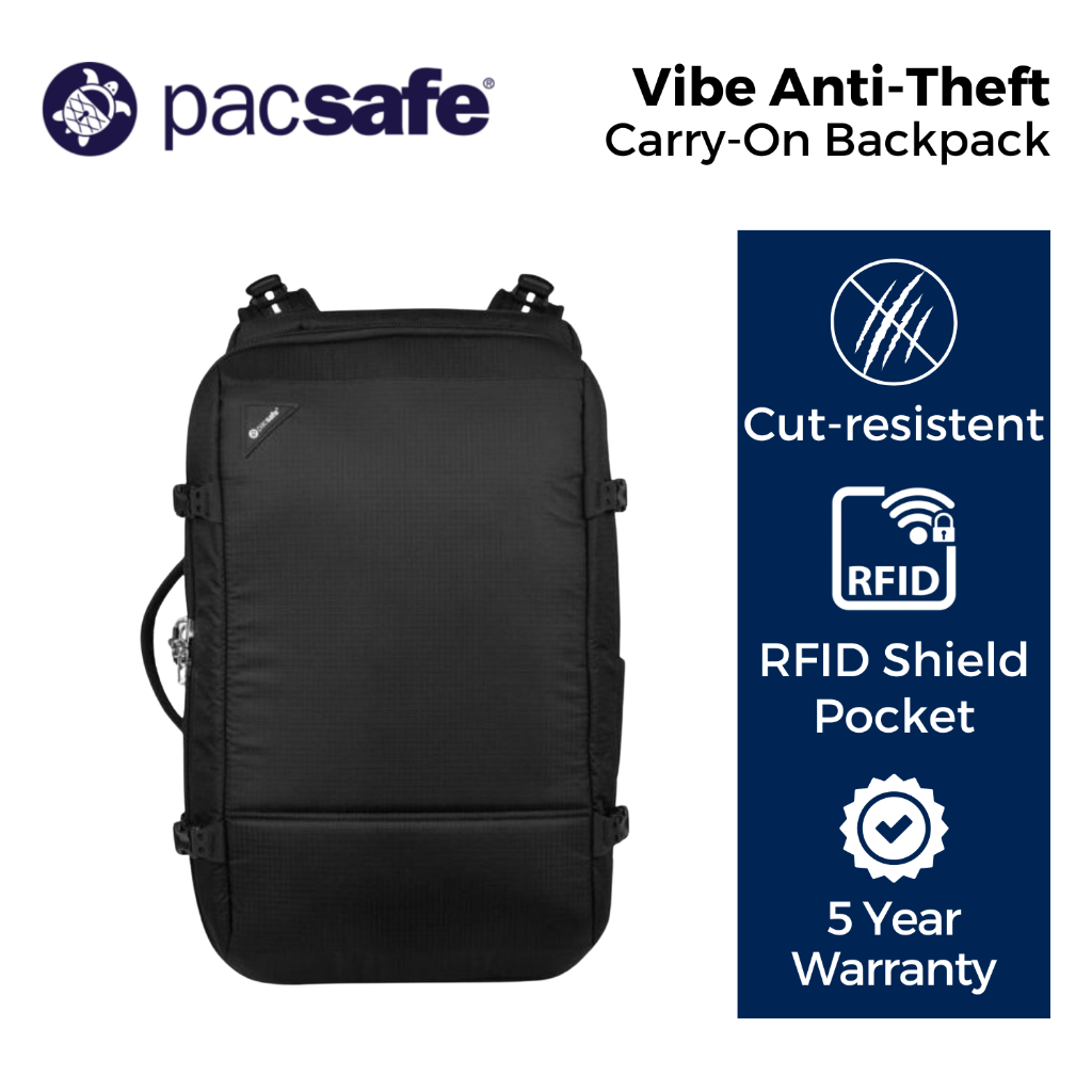 Pacsafe Vibe 40L AntiTheft CarryOn Backpack (Jet Black) Shopee Malaysia