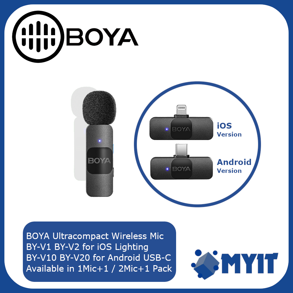 BOYA Portable Wireless Microphone and Receiver Auto Pairing Version BYV1 BYV10 BYV2 BYV20