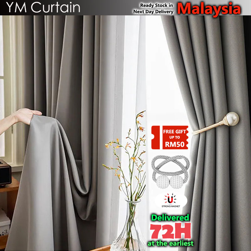 🚀Malaysia Stock🚀🎊Free Tiebelt🎊 Blackout Curtains for Bedroom Cream
