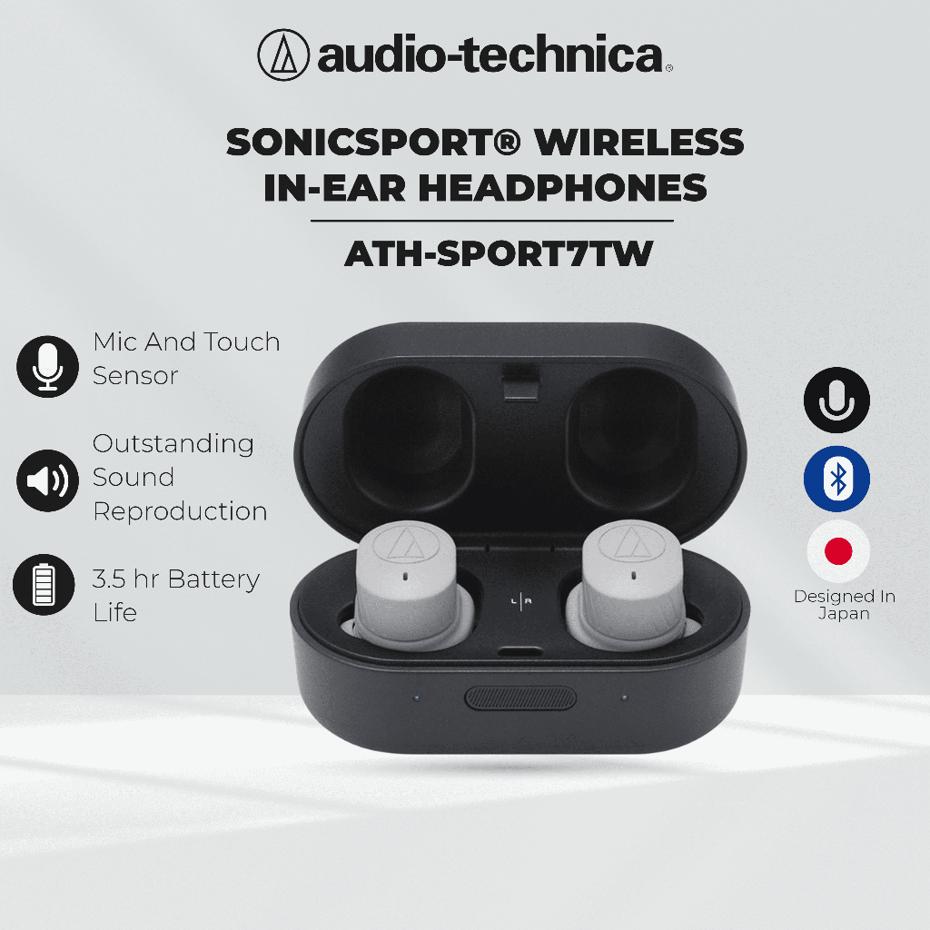AudioTechnica ATHSPORT7TW SonicSport® Wireless InEar Headphones TWS