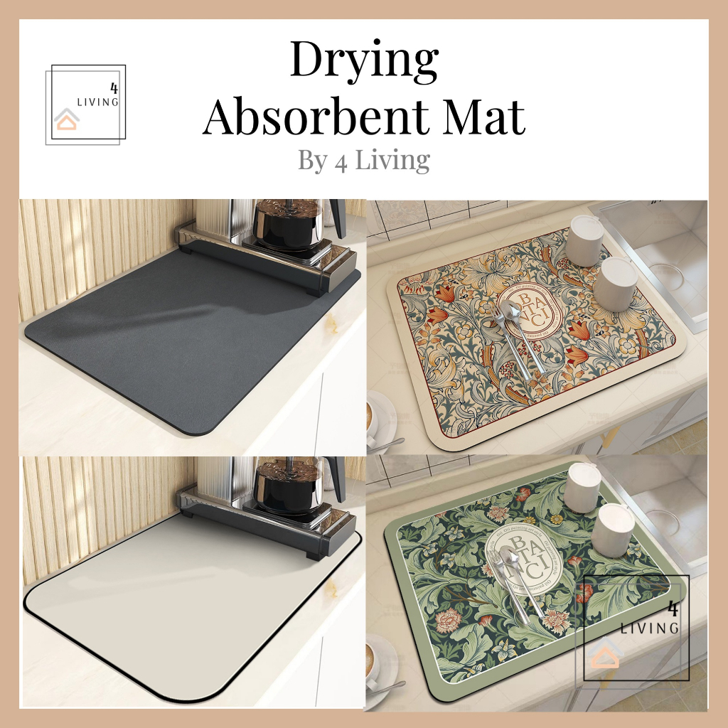 Diatomite Absorbent Mat For Kitchen Sink - 15.75x3.93 Inch Quick-Dry Countertop Pad, Natural Stone Coaster For Bowls, Non-Slip & Anti-Bacterial (White)