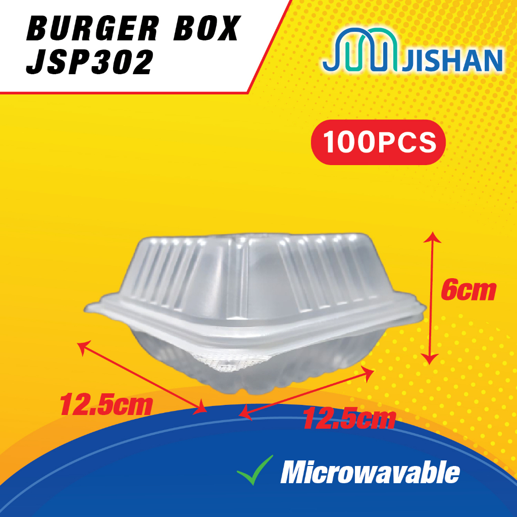 [100pcs] CHEAPEST! JISHAN PP2 Lunch Burger Box/Tapau Disposable Plastic ...