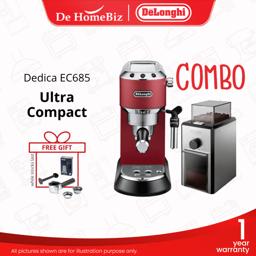 [COMBO Delonghi Grinder KG89] Delonghi EC685.R Dedica Pump Espresso ...