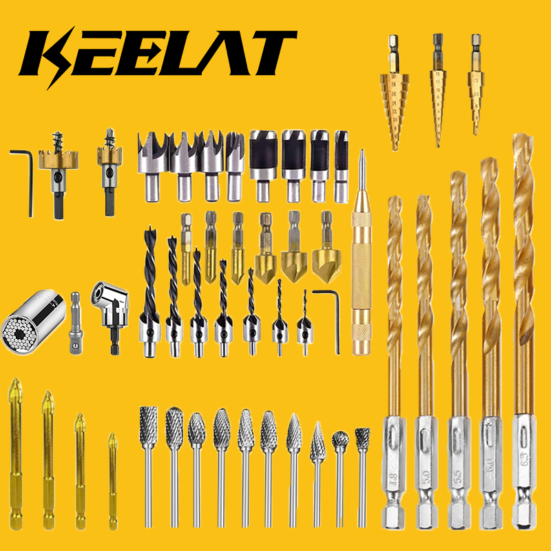KEELAT Electric Drill Bit Set Glass Tile Woodworking Drilling and