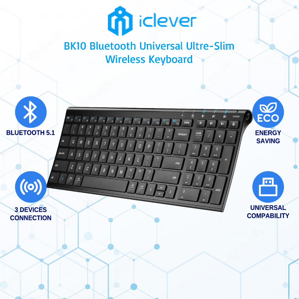 [2023 Upgraded ]iClever BK10 Bluetooth 5.1 Keyboard, Multi Device