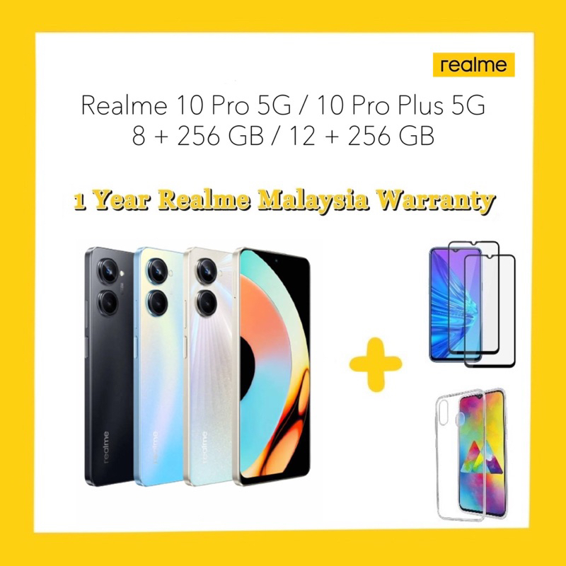 Realme 10 Pro 5G / 10 Pro Plus 5G 8+256 GB / 12+256 GB Free Tempered Glass  and Cover