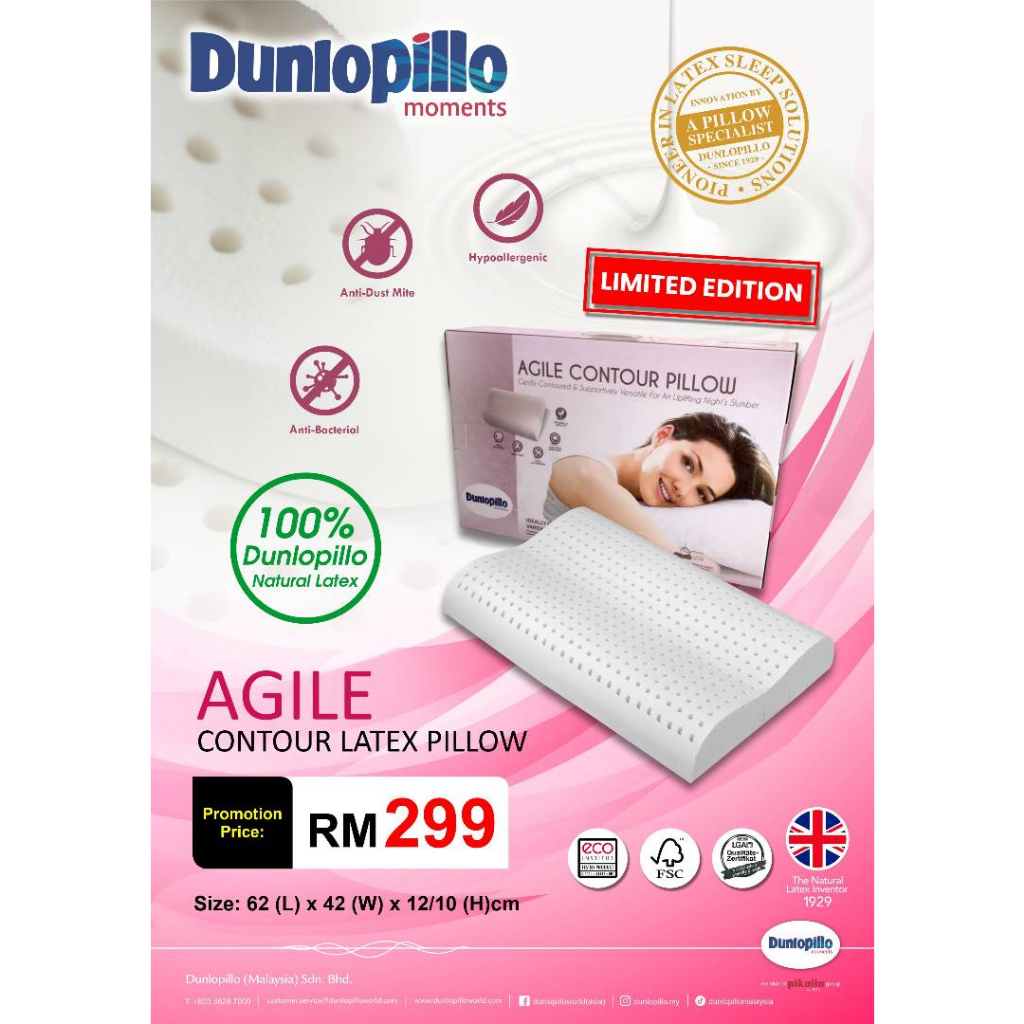 Dunlopillo Agile Contour LATEX Pillow Shopee Malaysia