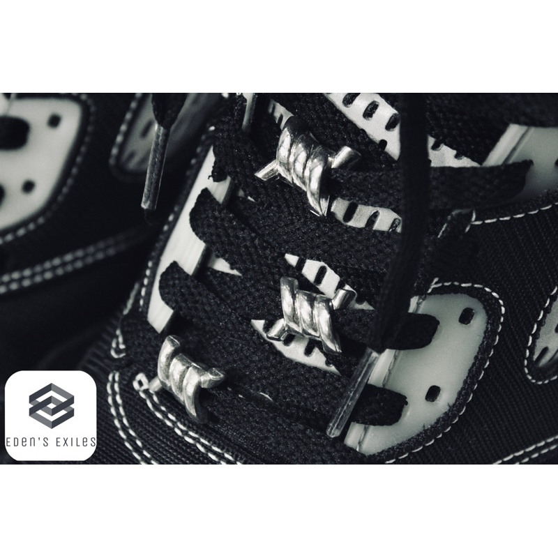 👟 Sneaker Shoes Accessories Dubrae (Silver Barbwire) Shoelaces Buckle  Metal Lacelock Foxtrot AF1 Air Jordan Nike 👟