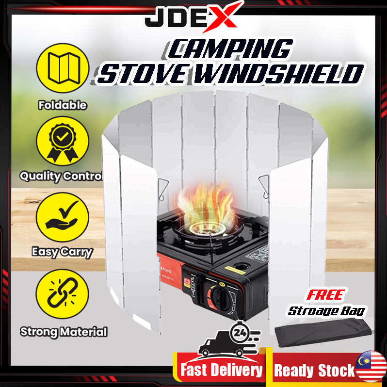 JDEX Stove Windscreen10 Plates Stove Windshield, Folding Aluminum
