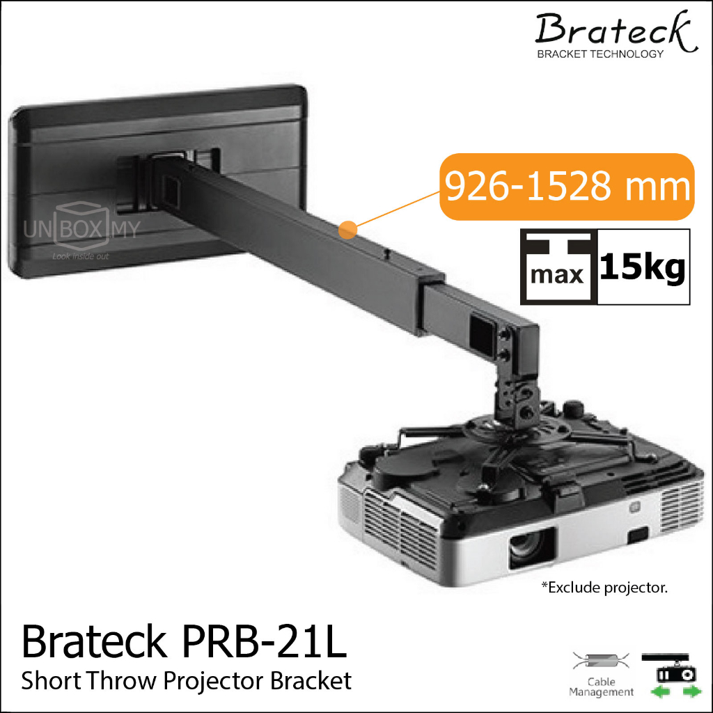 Heavy Duty Universal Short Throw Projector Bracket Wall Mount Length Adjustable Tilt Swivel