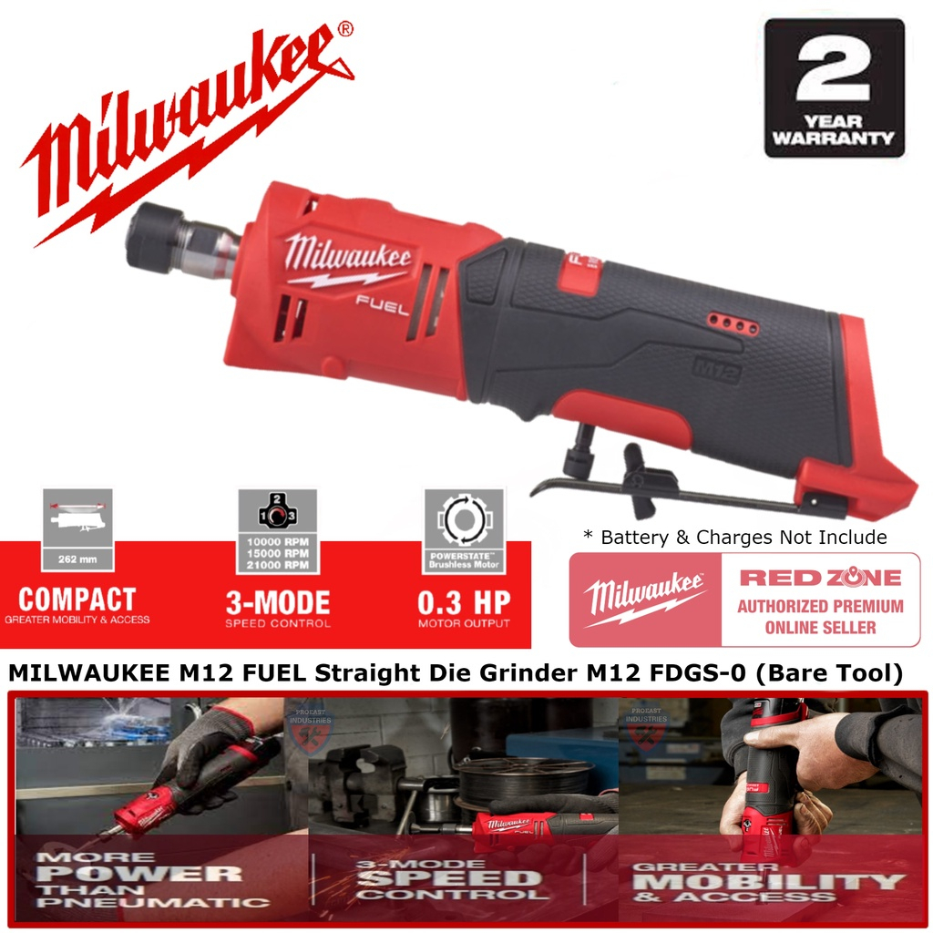 MILWAUKEE M12 FDGS0 M12 FUEL Straight Die Grinder (Bare Tool) Shopee
