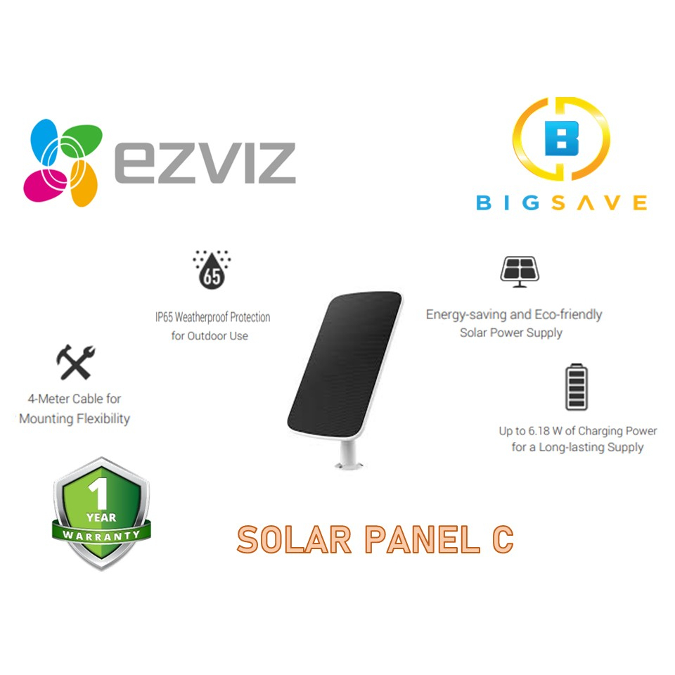EZVIZ SOLAR CHARGING PANEL -C COMPATIBLE WITH BC1 B1/B2/B3 BATTERY ...