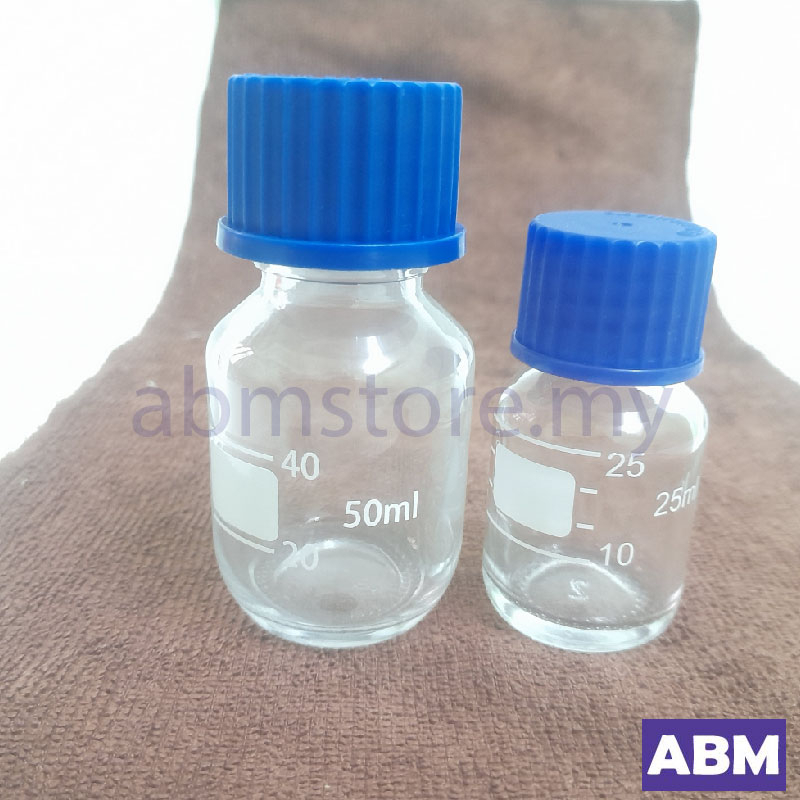 Reagent Bottle 25ml/50ml Clear SilkMouth PolyScrew Cap Lab Bottle