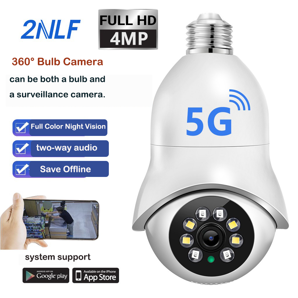 2NLF 5G Monitor CCTV Camera Bulb Camera Wireless IndoorCCTV Camera 4MP ...