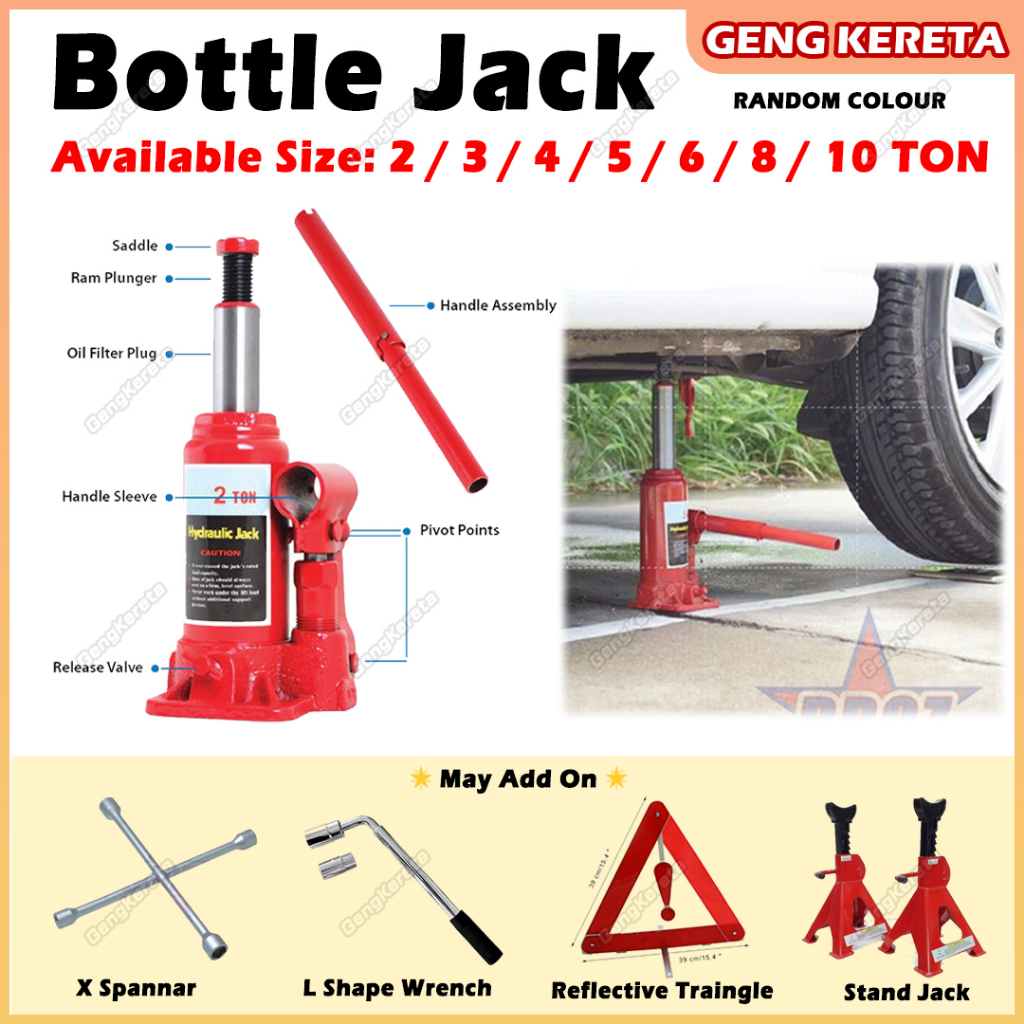 HEAVY DUTY HYDRAULIC BOTTLE CAR JACK 2 / 3 / 4 / 5 / 6 / 8 / 10 Ton ...