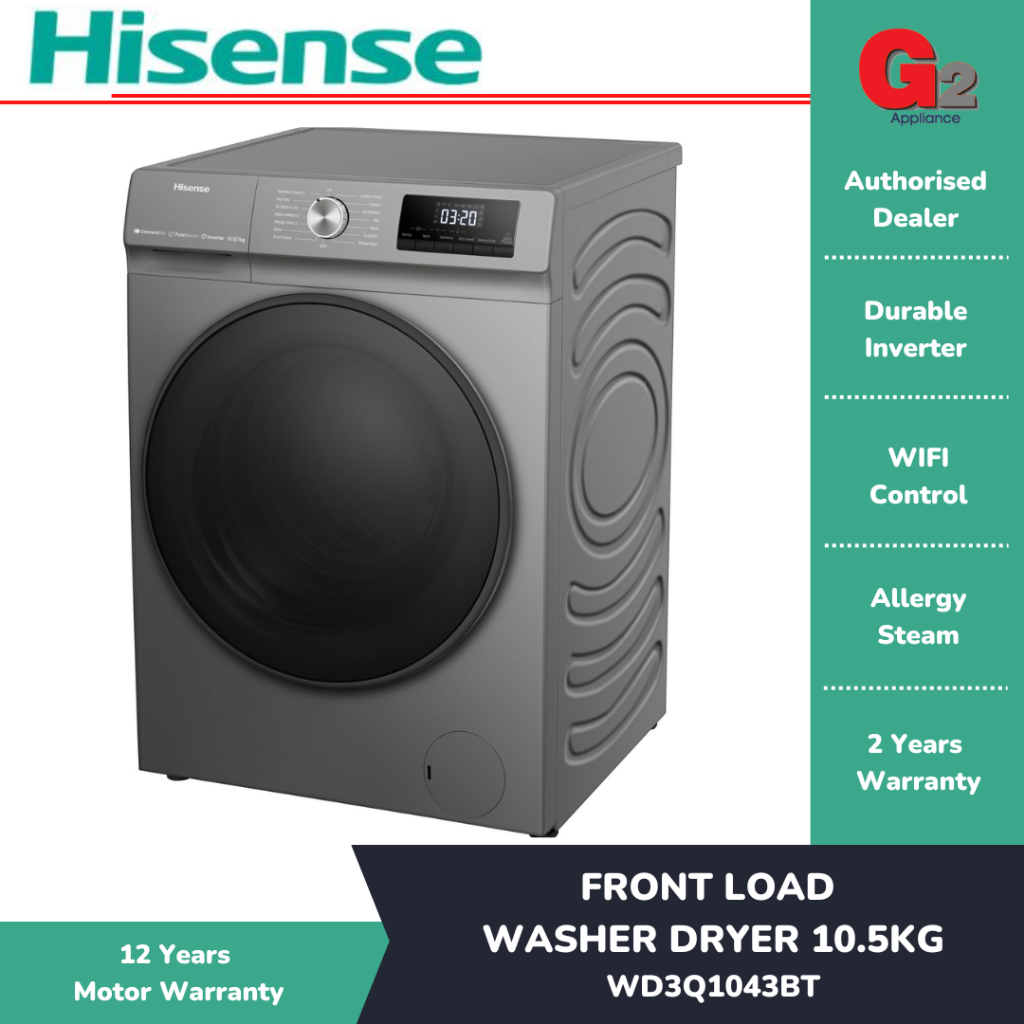 HISENSE FRONT LOAD WASHER DRYER [10.5KG/7KG] WD3Q1043BT-HISENSE ...