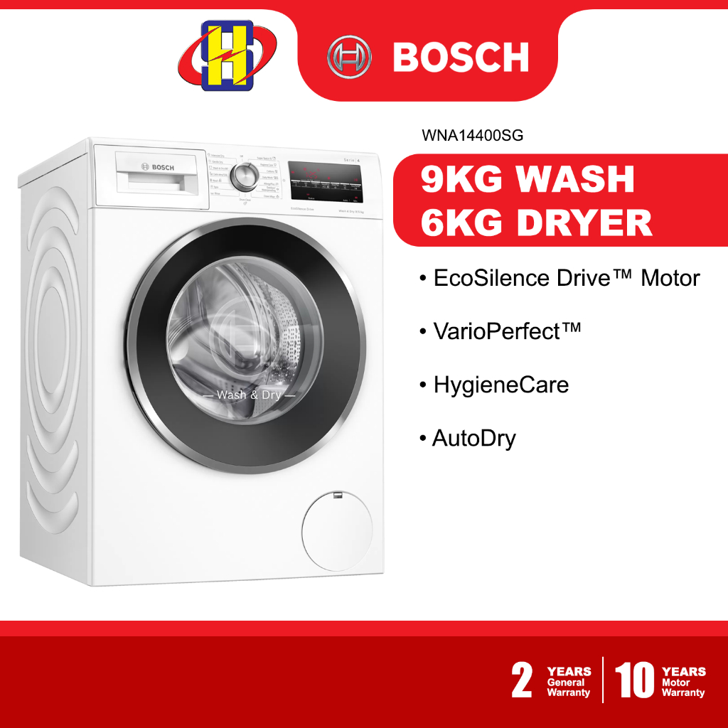 Bosch Washing Machine (9kg/6kg) EcoSilence Drive™ HygieneCare Series 4