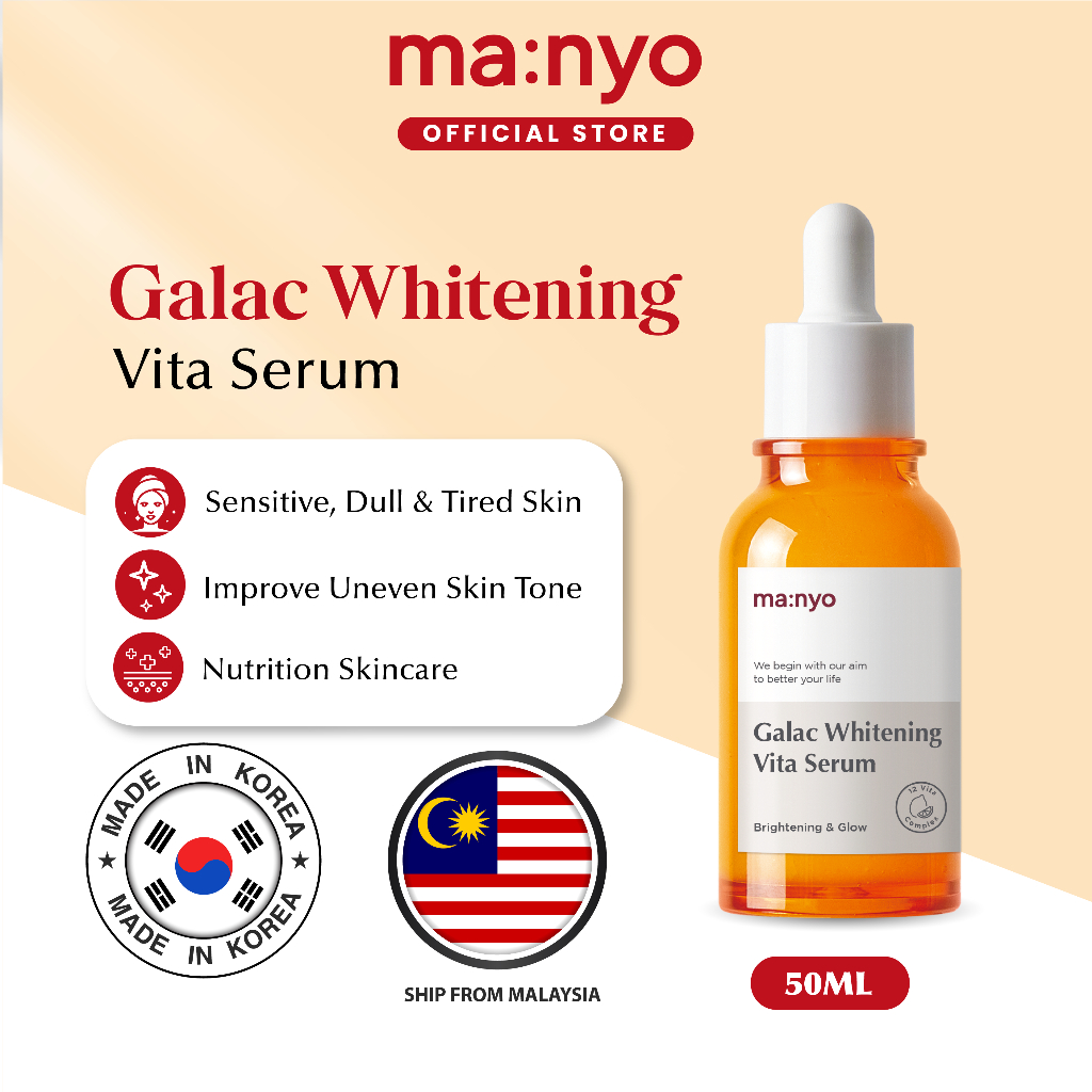 MANYO Galac Whitening Vita Serum (50ml) Face Serum Skincare Serum Muka ...