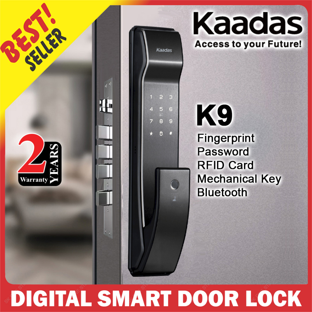 KAADAS K9 (BLACK ) Fingerprint Push Pull Digital Door Lock Shopee