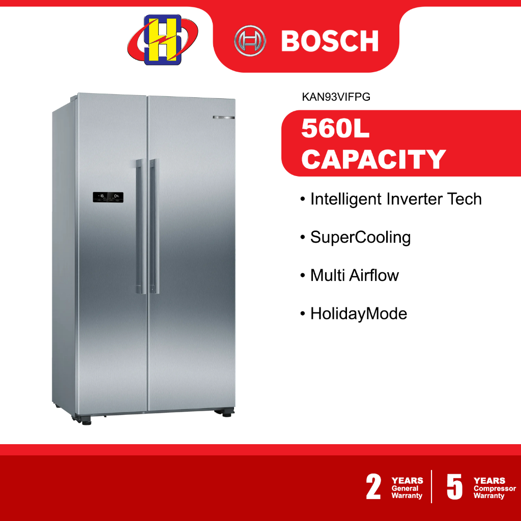 Bosch Refrigerator (560L) Intelligent Inverter Tech SuperCooling Side