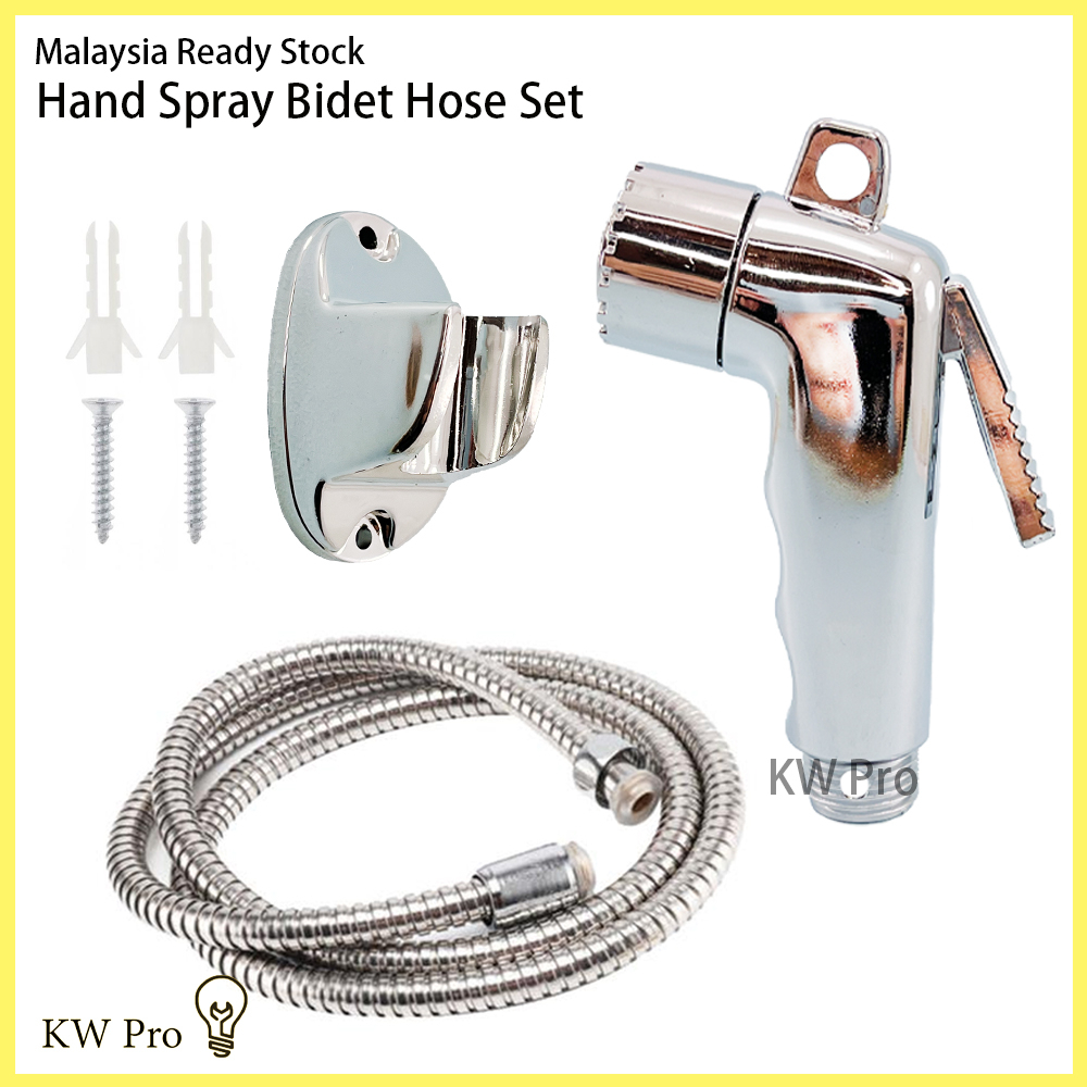 Stainless Steel Hand Spray Bidet Hose Set And Holder Bathroom Penyembur