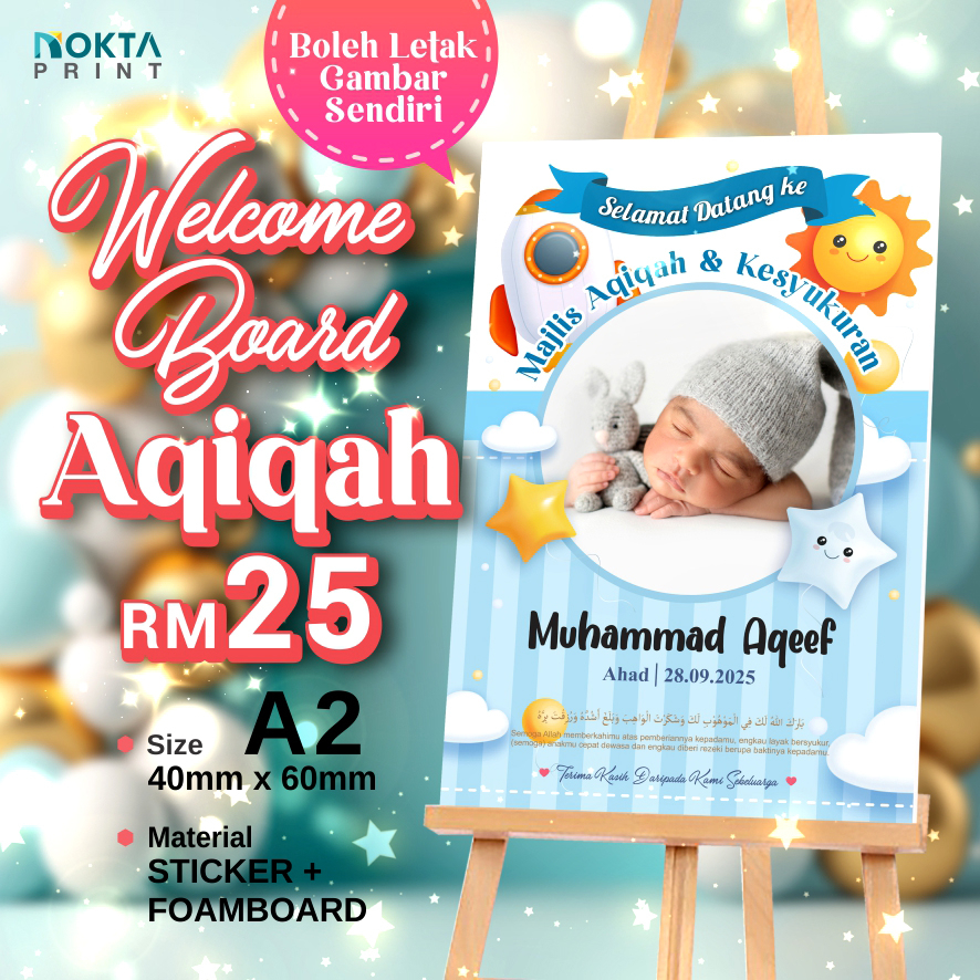 💖Welcome Board Aqiqah💖Majlis Kesyukuran | Welcome Board | Sticker ...