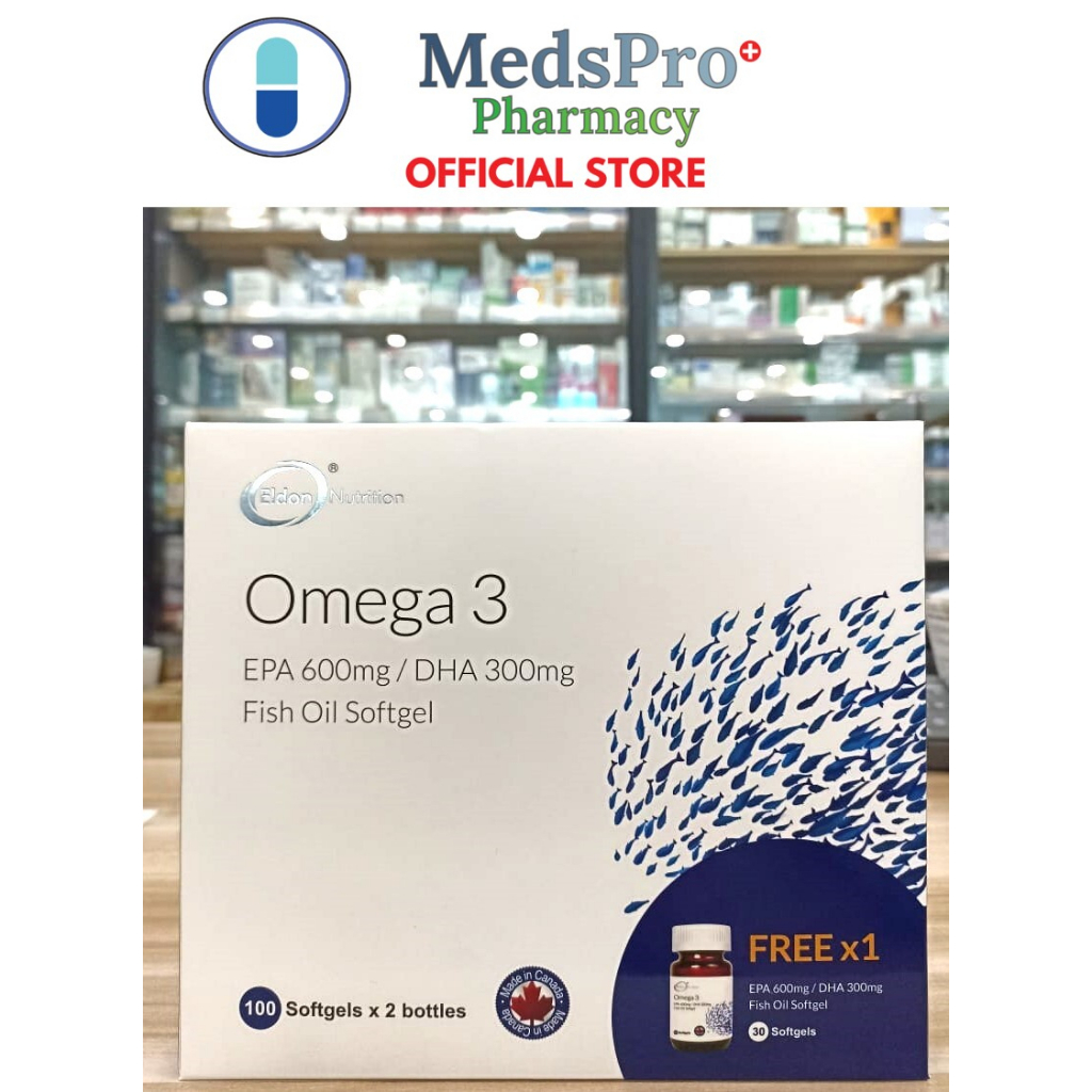 ELDON OMEGA 3 EPA 600MG DHA 300MG FISH OIL SOFTGEL100'S /100'S X 2 FREE ...