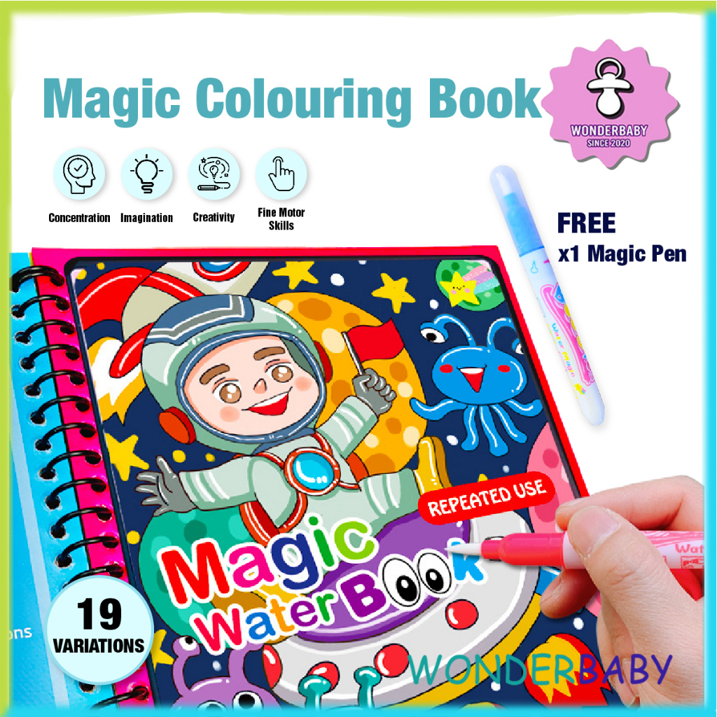 1 Book FREE 1 Magic Pen Buku Magik Magic Color Book Children stationery