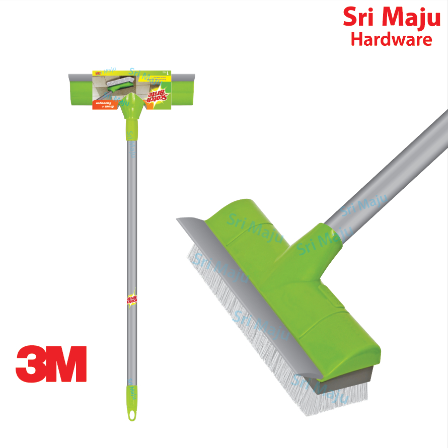 MAJU 3M Scotch Brite AS450 Squeegee + Floor Brush 2 In 1 Glass Wiper