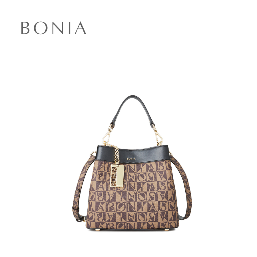 Buy BONIA Dark Brown Monogram Zoey Satchel Bag 2023 Online