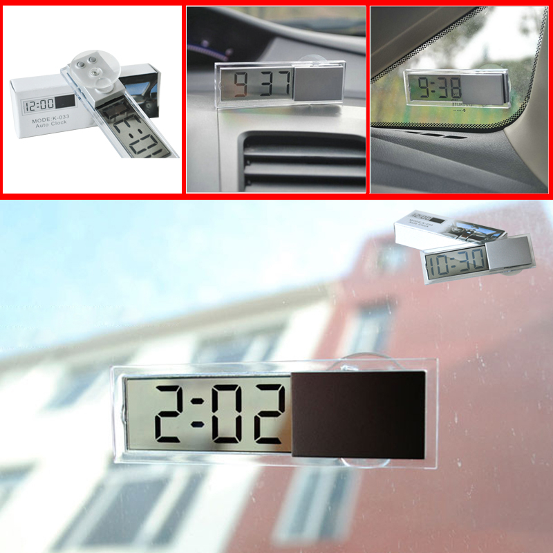 Multipurpose LED Digital Clock Car Transparent Mini Electronic Clock ...