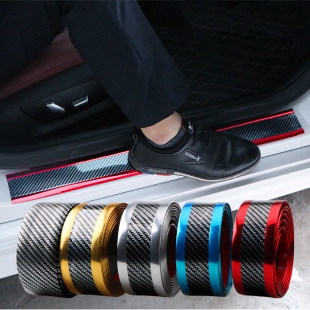 6D Carbon Lining Sticker Car Fiber Color Side Door Step Interior Body Boot Pintu Trunk Bumper