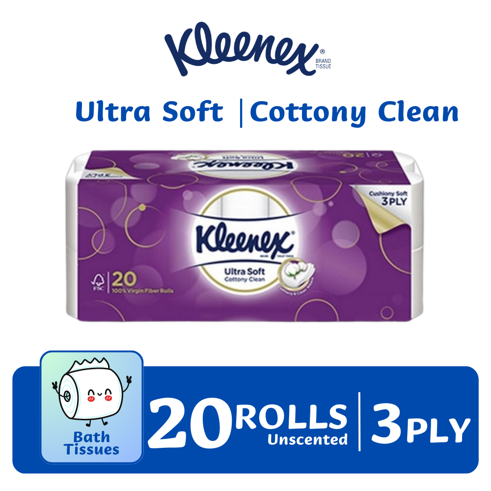 [Ready Stock] Kleenex UltraSoft Toilet Paper 20 Rolls Bath Toilet