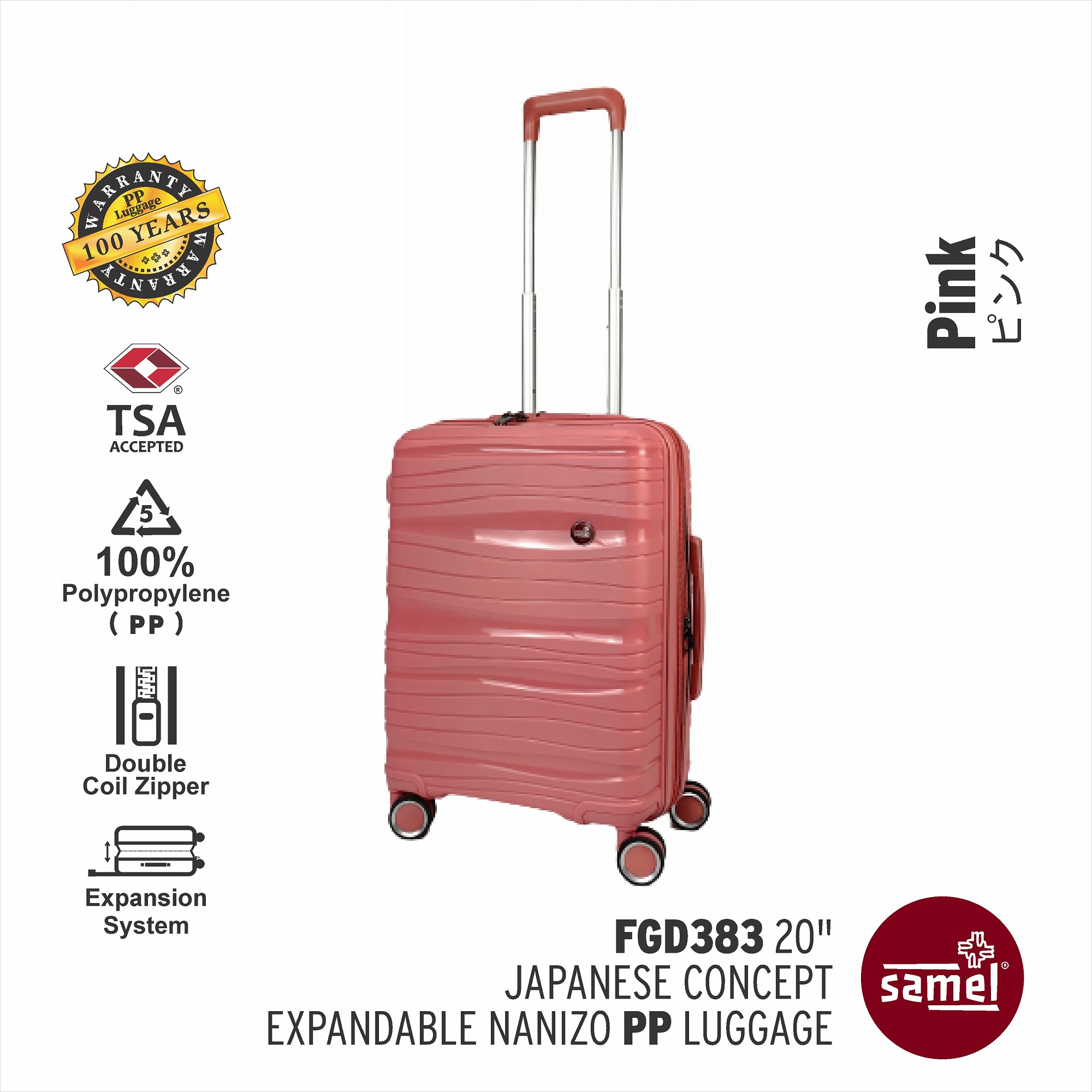 Samel Japanese Concept Expandable AntiTheft Zipper Luggage (20") FGD383 Shopee Malaysia