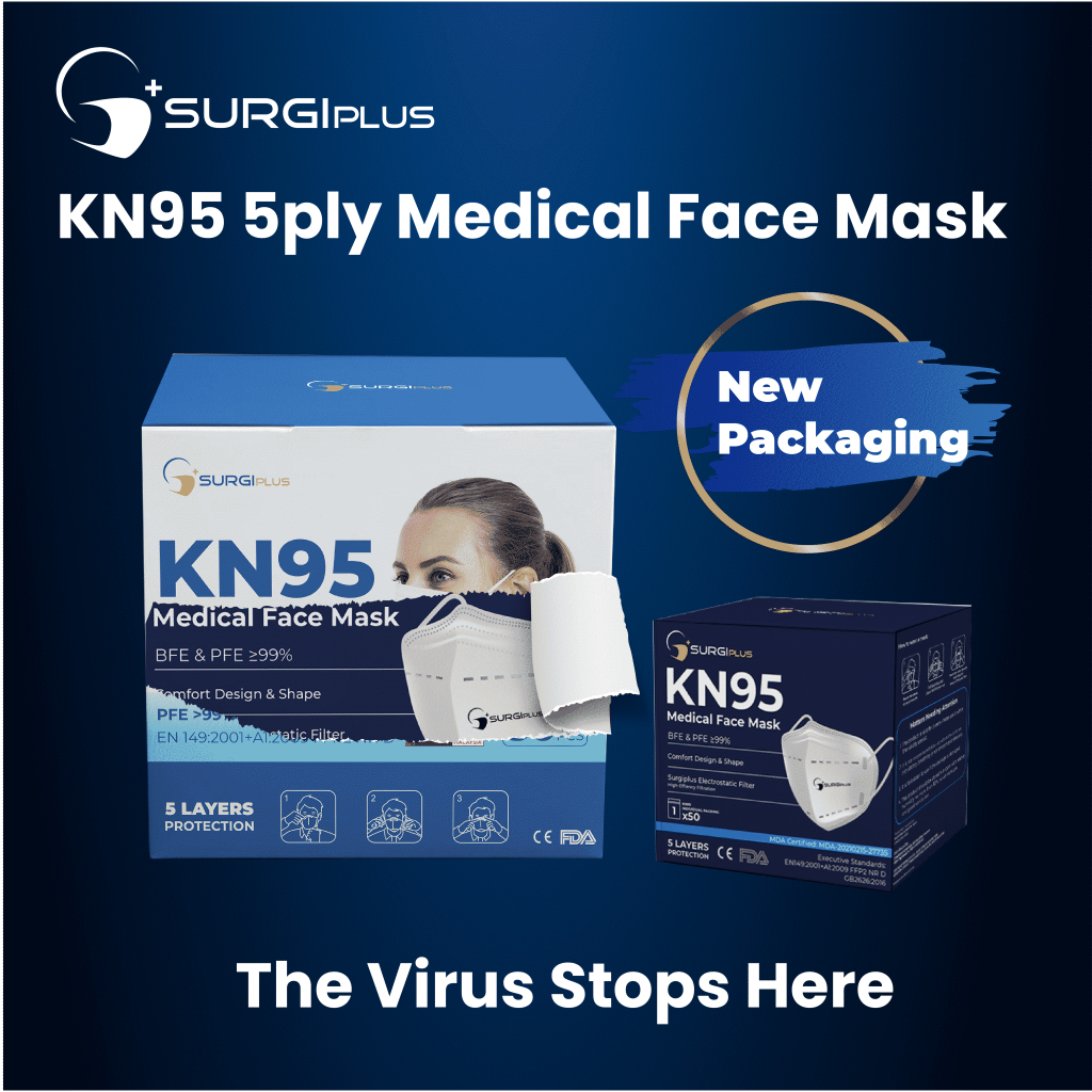 [KKM, CE & FDA Approved] Surgiplus KN95(5Ply) Medical Face Mask (Kids