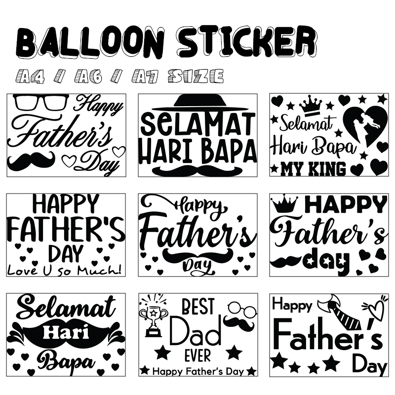 [PANDA] 10 Inch 18 Inch A4/A6/A7 Father Day Sticker Balloon Father's ...